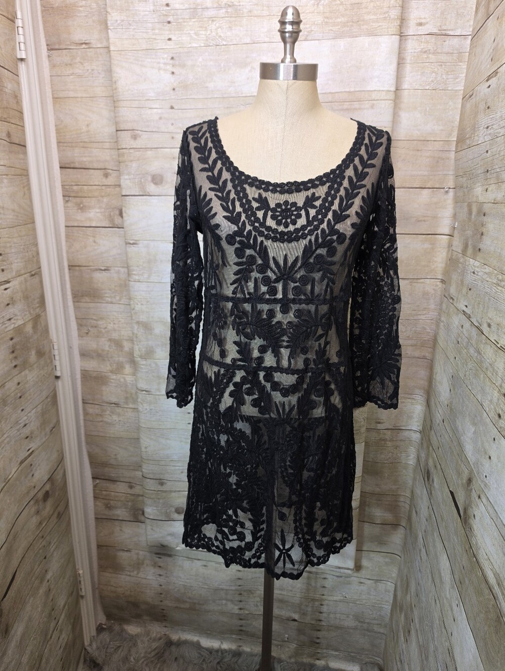 Black Floral Lace Cover-up/Dress
